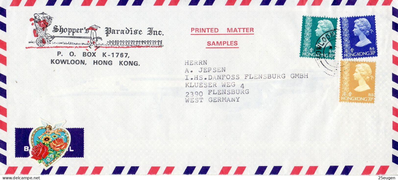 HONG KONG 1981  AIRMAIL  LETTER SENT  TO FLENSBURG - Cartas & Documentos