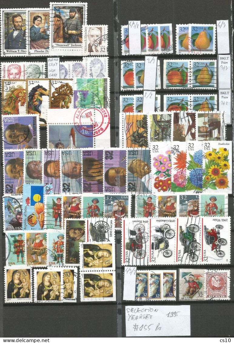 USA 1995 Selection Yearset 155 Pcs High Quality 90% Circular PMk / VFU Incl. BKLT Pairs, Coil #s, Shuttle HV, Odd Issues - Collections