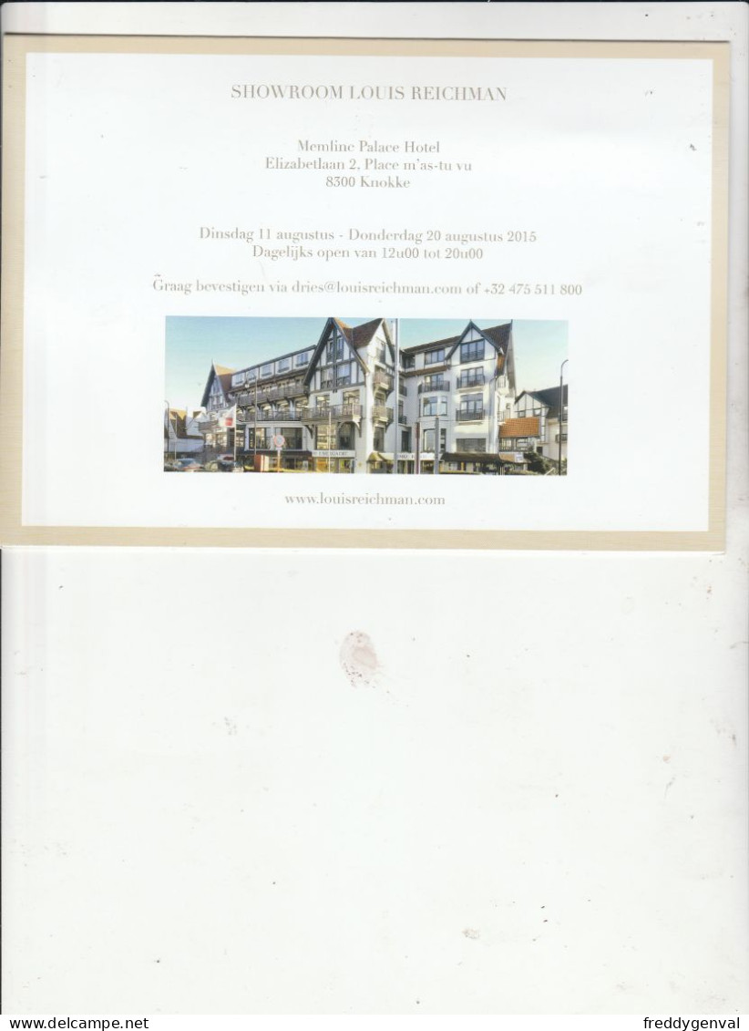 KNOKKE MEMLING PALACE HOTEL  LOYUIS REICHMAN - Gistel