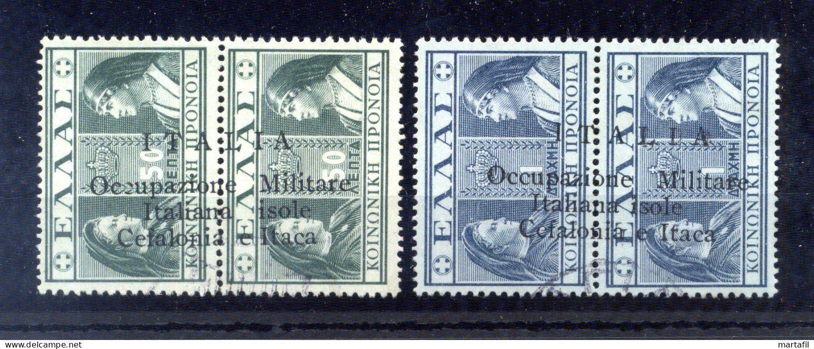 1941 CEFALONIA E ITACA, Occ. Italiana Della Grecia, S.N30/31 In Coppia USATE, Firmate DIENA - Cefalonia & Itaca