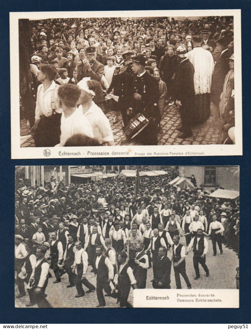 Luxembourg. Echternach.  Procession Dansante, Musiciens, Pompiers, Danseurs Et Le Clergé. Lot De 6 Cartes - Echternach