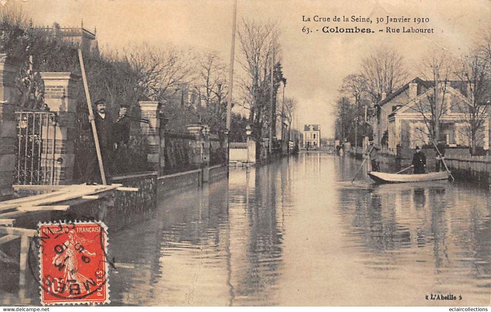 Colombes        92         Inondation 1910.   Rue Labouret  N° 63       (voir Scan) - Colombes