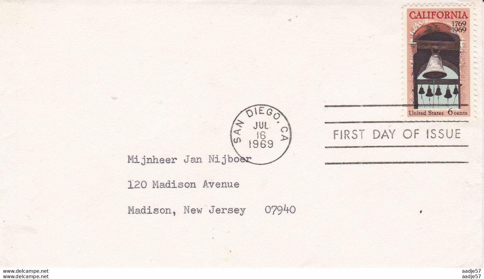 USA Sc# 1373 (Artmaster) FDC Single (a) (San Diego, CA) 1969 7.16 California - 1961-1970