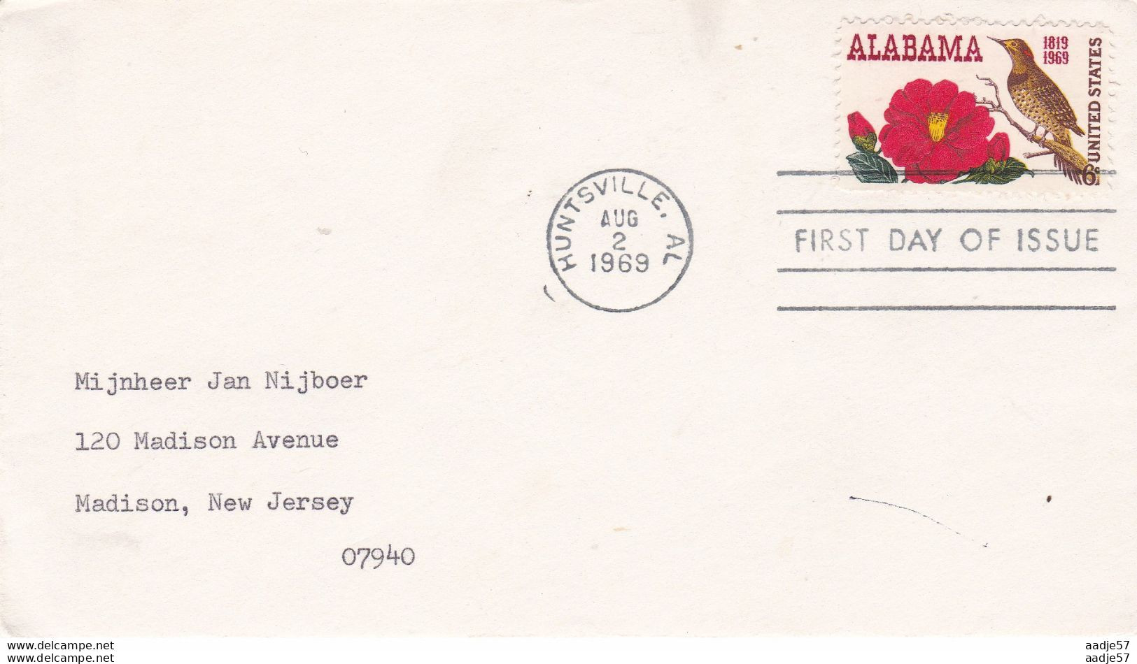 USA Envelope - FDC 1969 - Image = 105 Th Alabama Statehood, William Bird - 1961-1970