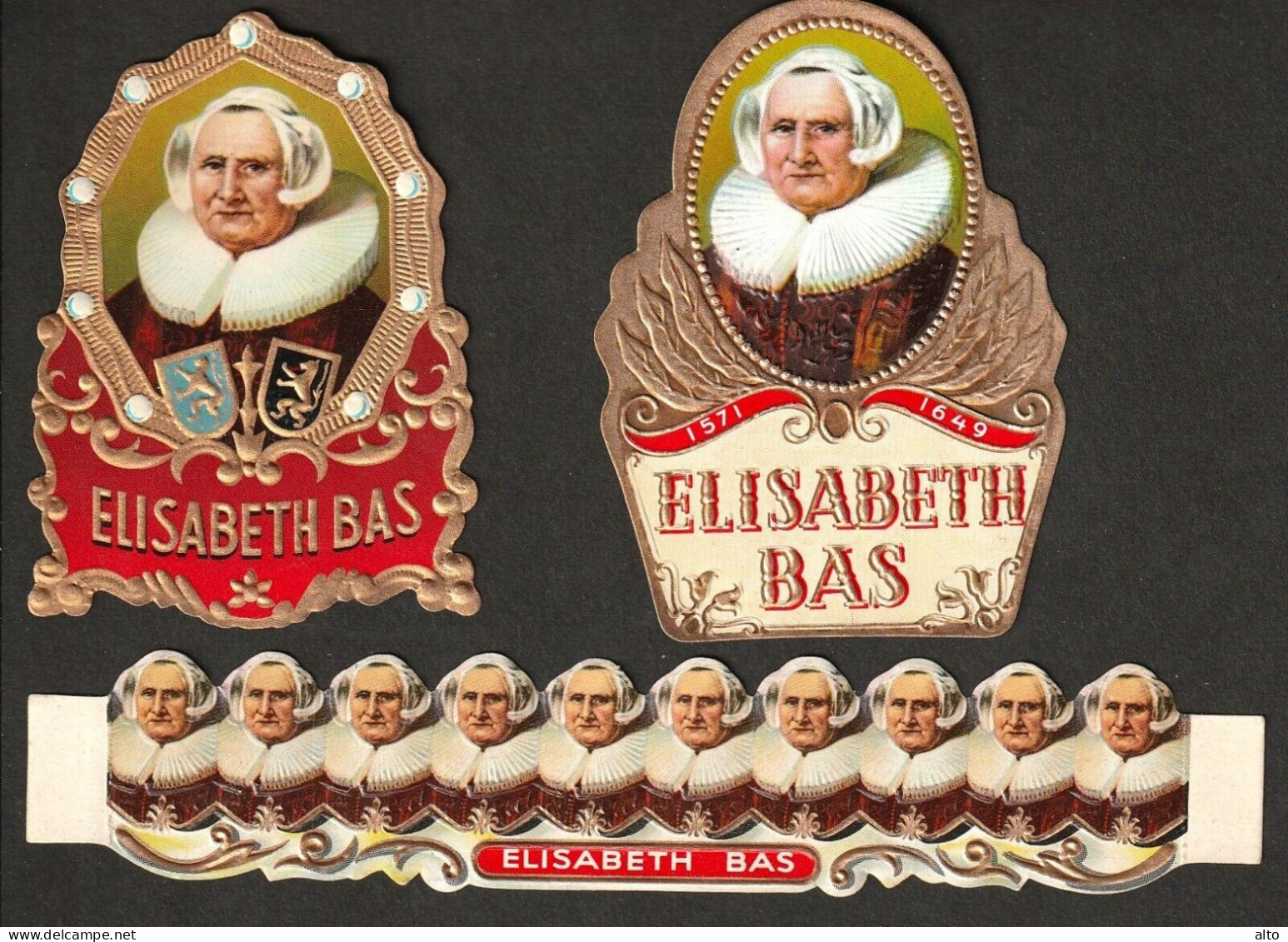 3 X Elisabeth Bas ETIKETTEN, Cigar Label, Nail - Etichette
