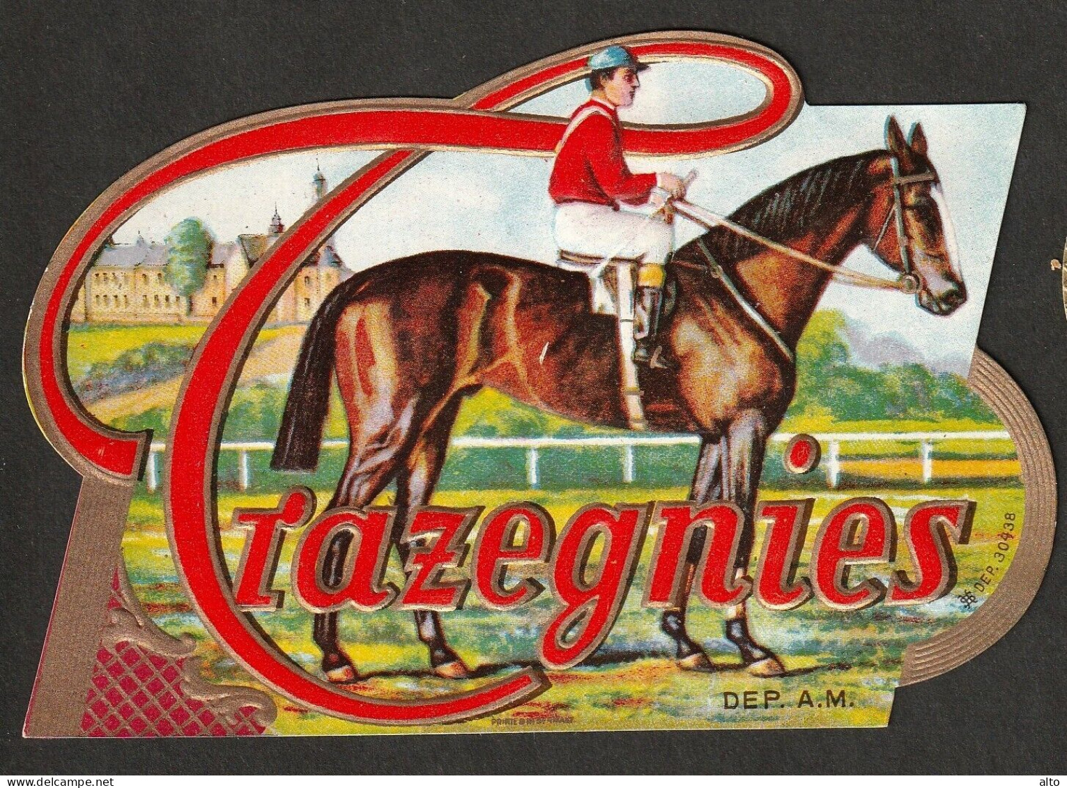 Trazegnies, Pferd Und Reiter ETIKETT, Cigar Label, - Etichette