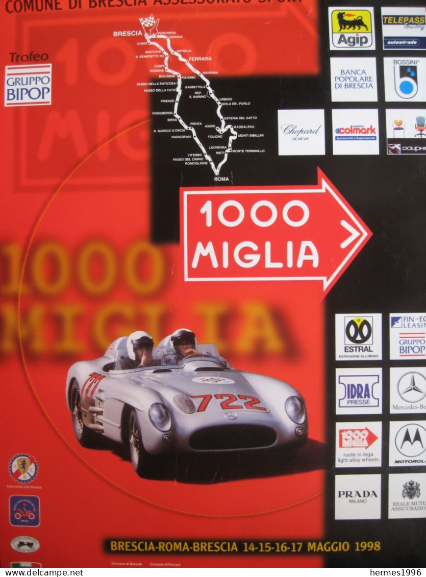 MILLE   MIGLIA    1998    MANIFESTO   ORIGINALE - Otros & Sin Clasificación