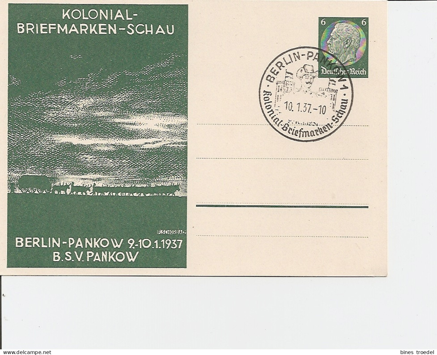 DR PP 127 C 25 - 6 Pf Hindenburg Berlin-PankowKolonial-Bfm.schau M. Bl.  Sonderstempel - Interi Postali Privati