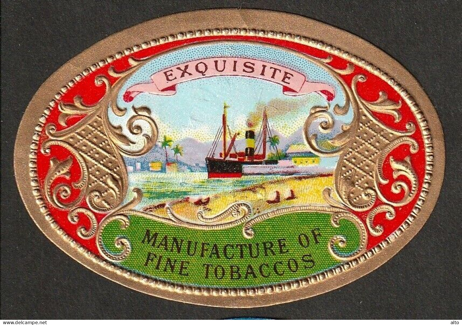 Segelschiff, ETIKETT, Cigar Label, Nail, - Etiquettes