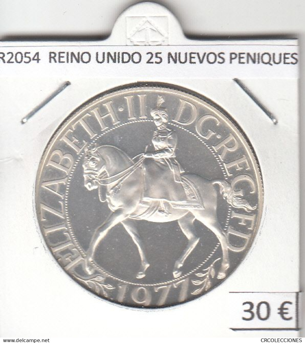 CR2054 MONEDA REINO UNIDO 25 NUEVOS PENIQUES 1977 PLATA - 25 New Pence