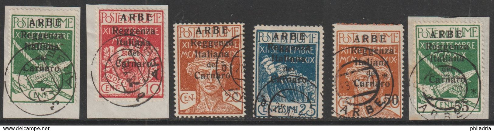 Arbe (Fiume), 1920, Set, Cancelled, Small ARBE Overprint - Arbe & Veglia