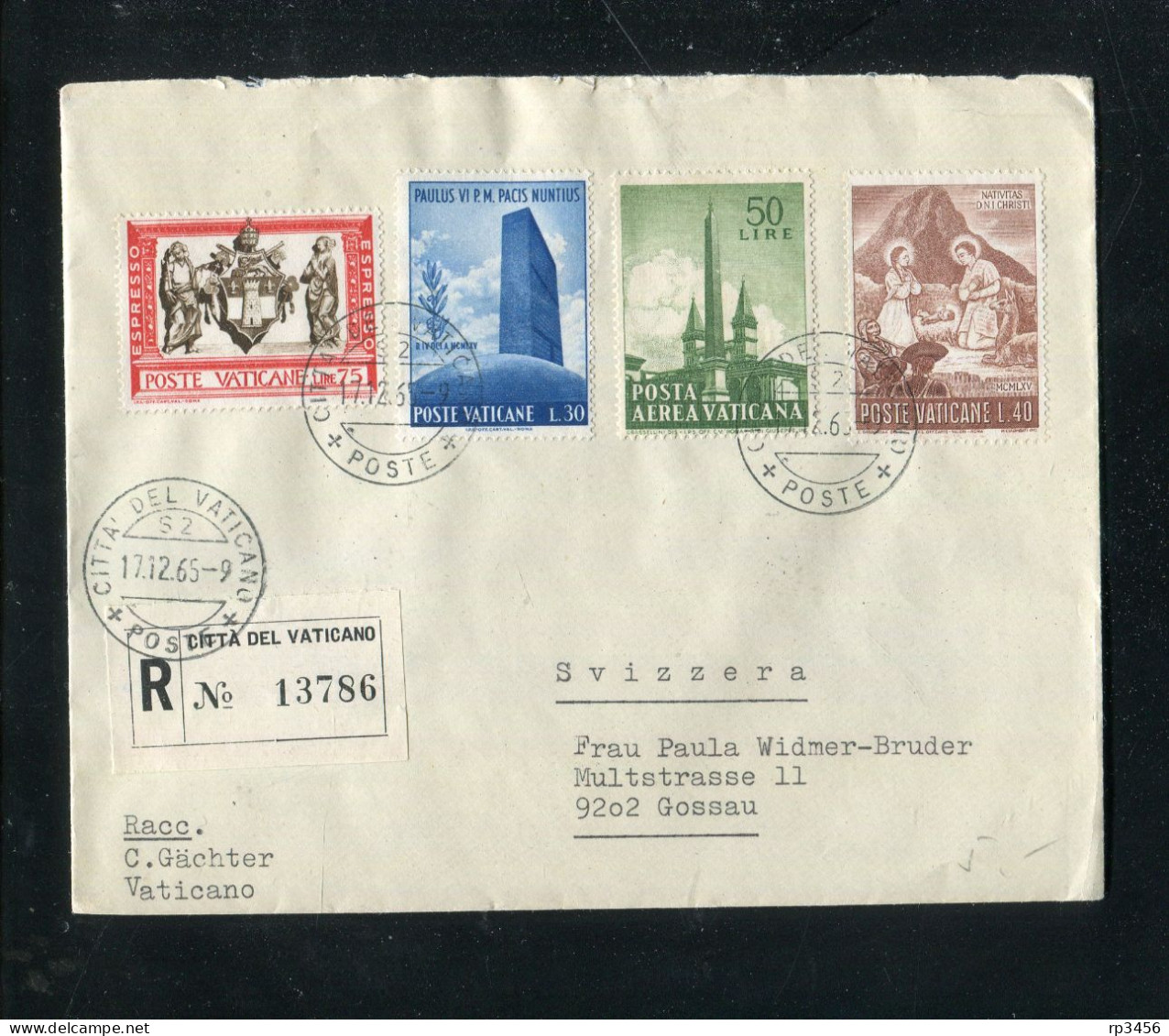 "VATIKAN" 1965, Reco-Brief In Die Schweiz (3463) - Storia Postale