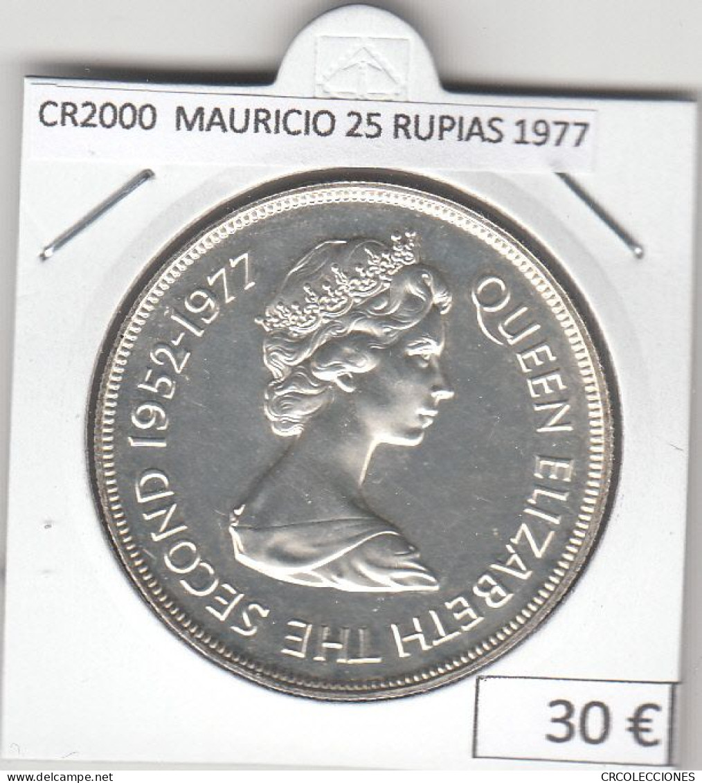 CR2000 MONEDA MAURICIO 25 RUPIAS 1977 PLATA - Maurice
