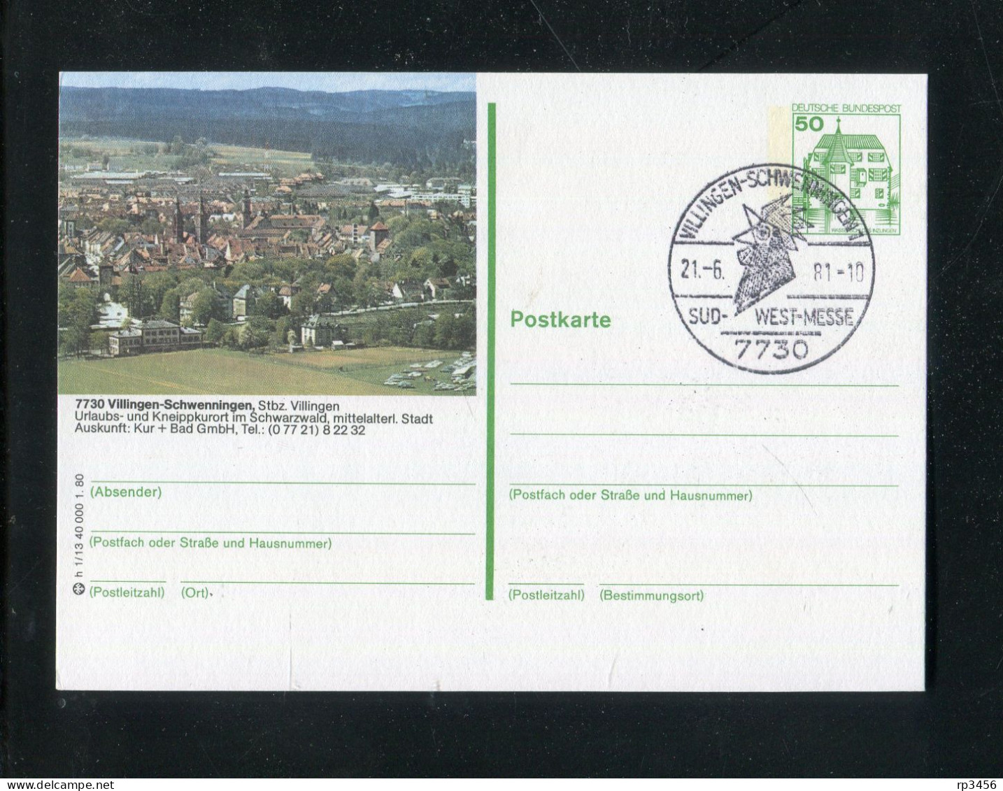 "BUNDESREPUBLIK DEUTSCHLAND" Bildpostkarte Mit Bildgleichem Stempel Ex "VILLINGEN-SCHWENNINGEN" (3484) - Cartes Postales Illustrées - Oblitérées