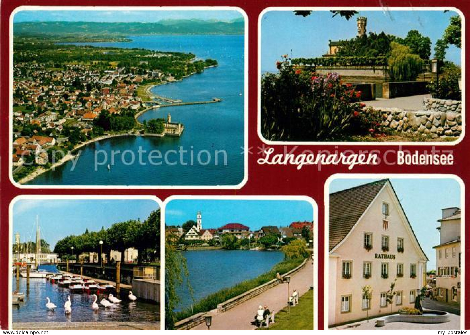 43148146 Langenargen Bodensee Fliegeraufnahme Hafen Rathaus Seepromenade Langena - Langenargen