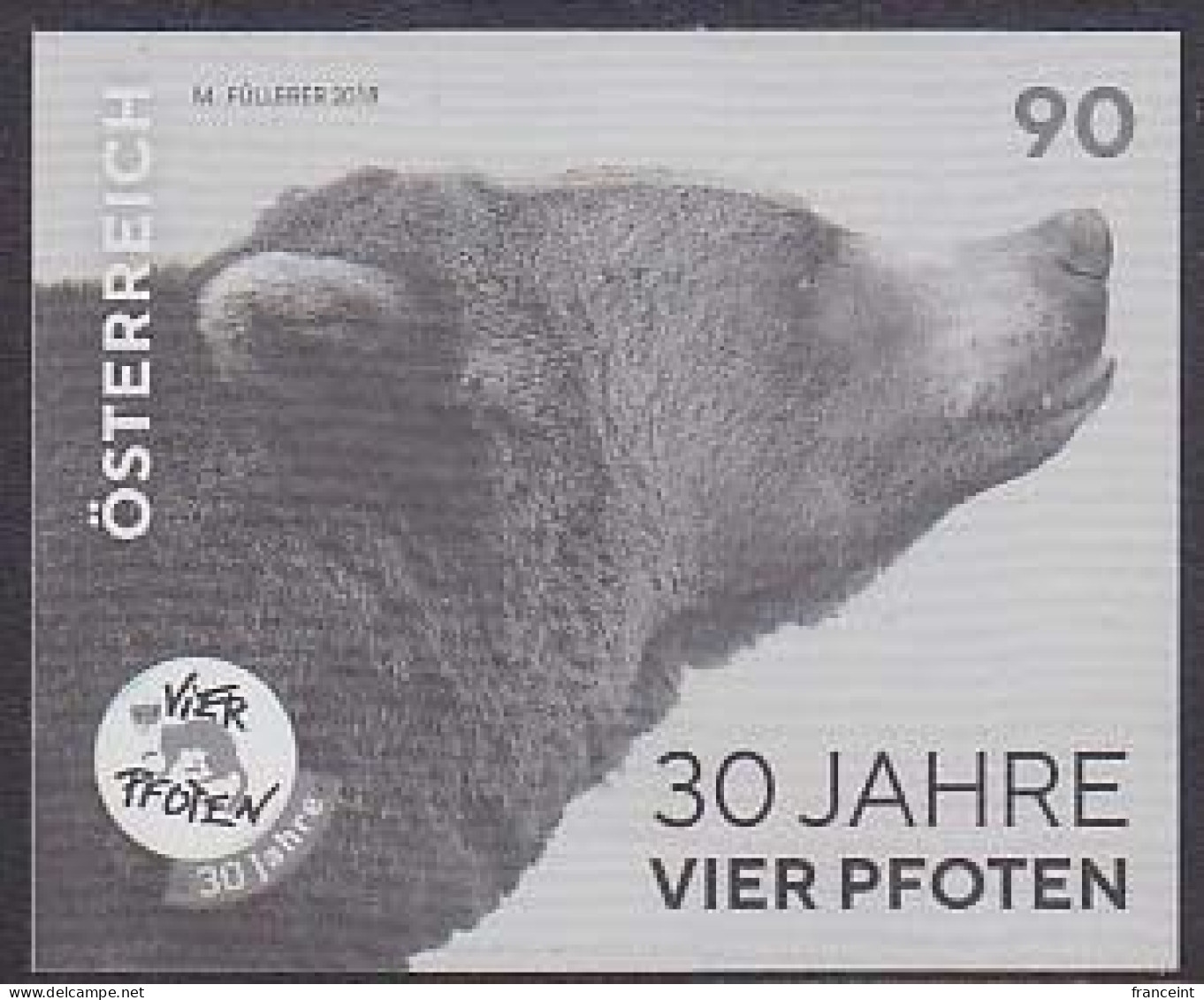 AUSTRIA(2018) Brown Bear. Black Print. Four Paws Animal Protection Society. - Proofs & Reprints