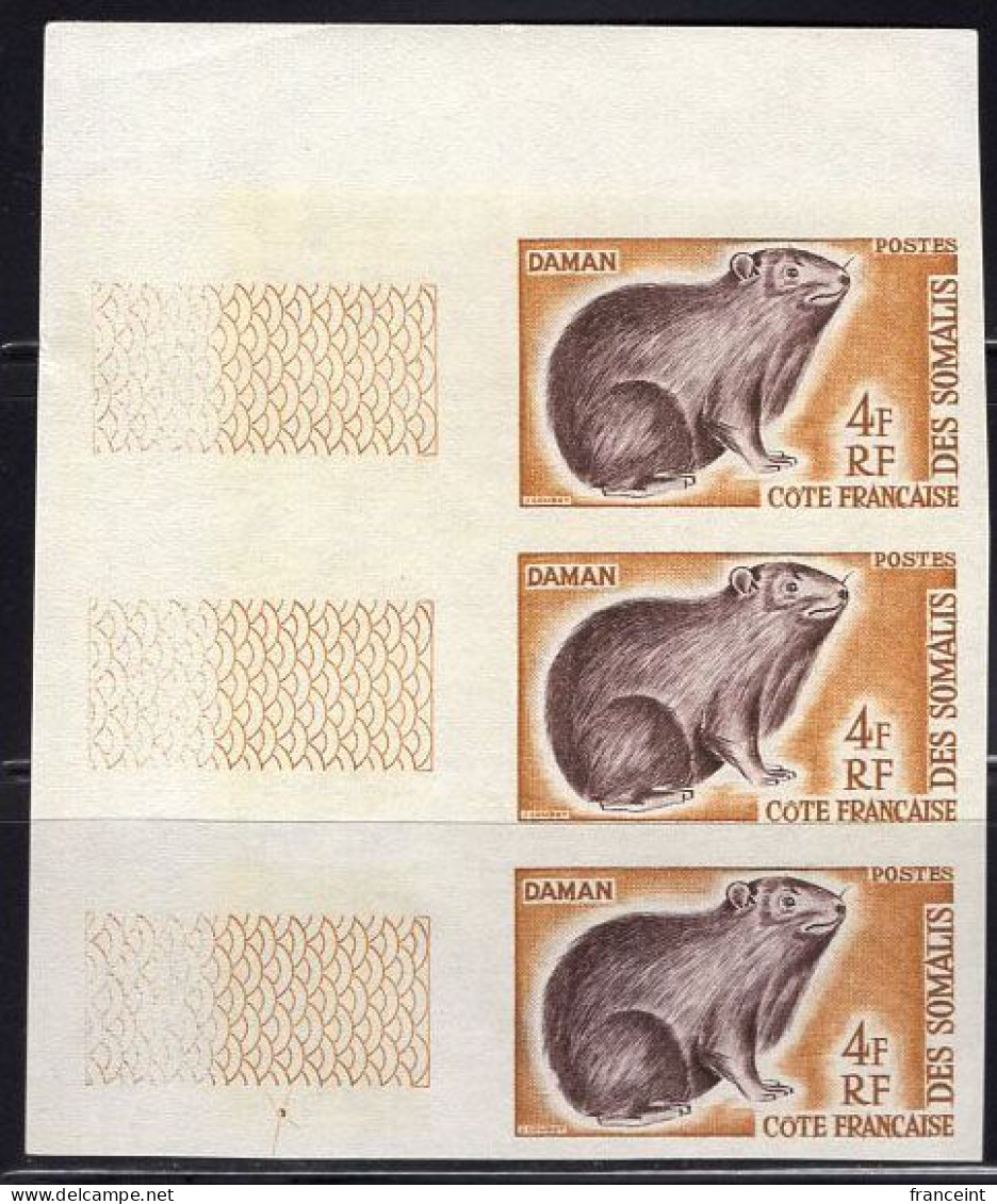 SOMALI COAST(1962) Cony. Imperforate Strip Of 3. Scott No 288, Yvert No 306. - Sonstige & Ohne Zuordnung