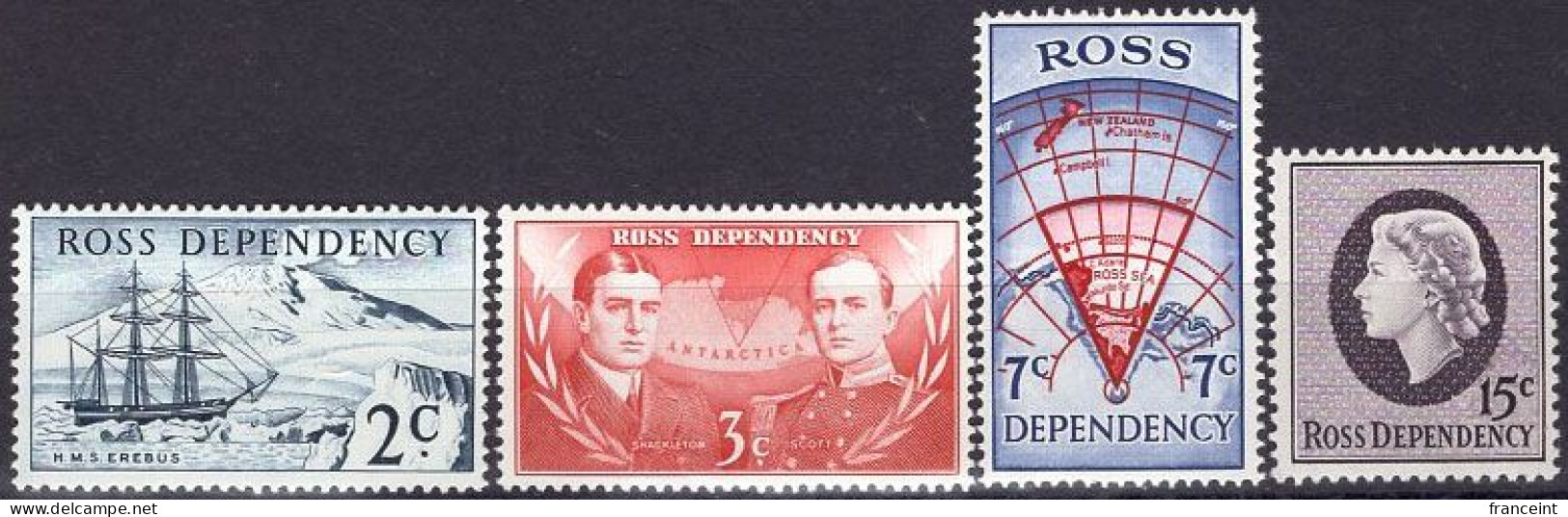 ROSS DEPENDENCY(1967) Mt. Erebus. Shackleton. Map. QEII. Set Of 4 MNH. Scott Nos L5-8. - Unused Stamps