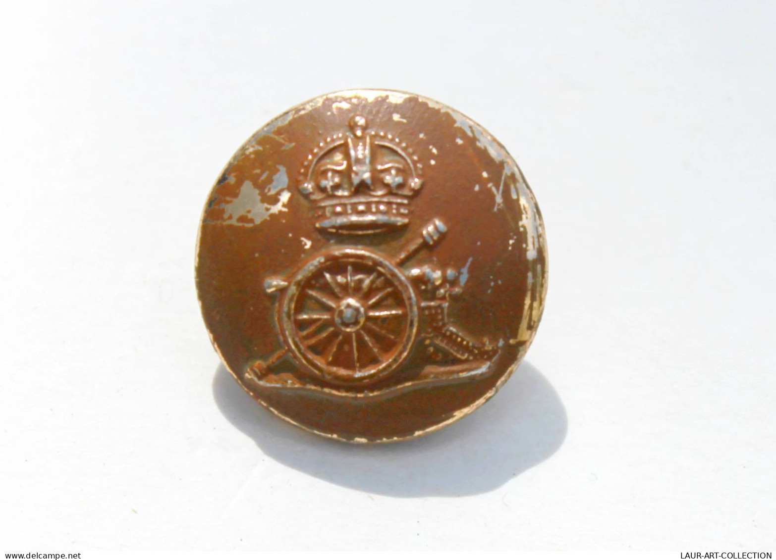 BOUTON UNIFORME ANGLAIS MILITAIRE ARTILLERIE ROYALE ARMÉE, CANON COURONNE D:22mm / BUTTON ENGLAND MILITARIA (2203.340) - Buttons