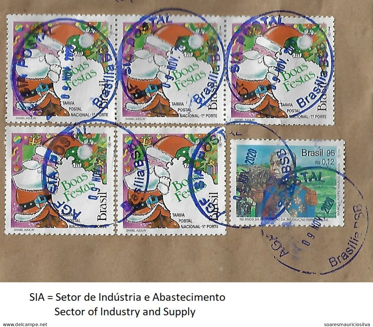 Brazil 2020 Registered Cover Brasília Agency Industry & Supply Sector Postal To Biguaçu Stamp Santa Claus Duke Of Caxias - Covers & Documents