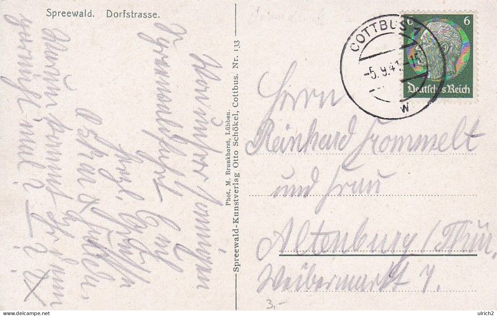 AK Spreewald - Dorfstrasse - 1941 (66390) - Lübben (Spreewald)