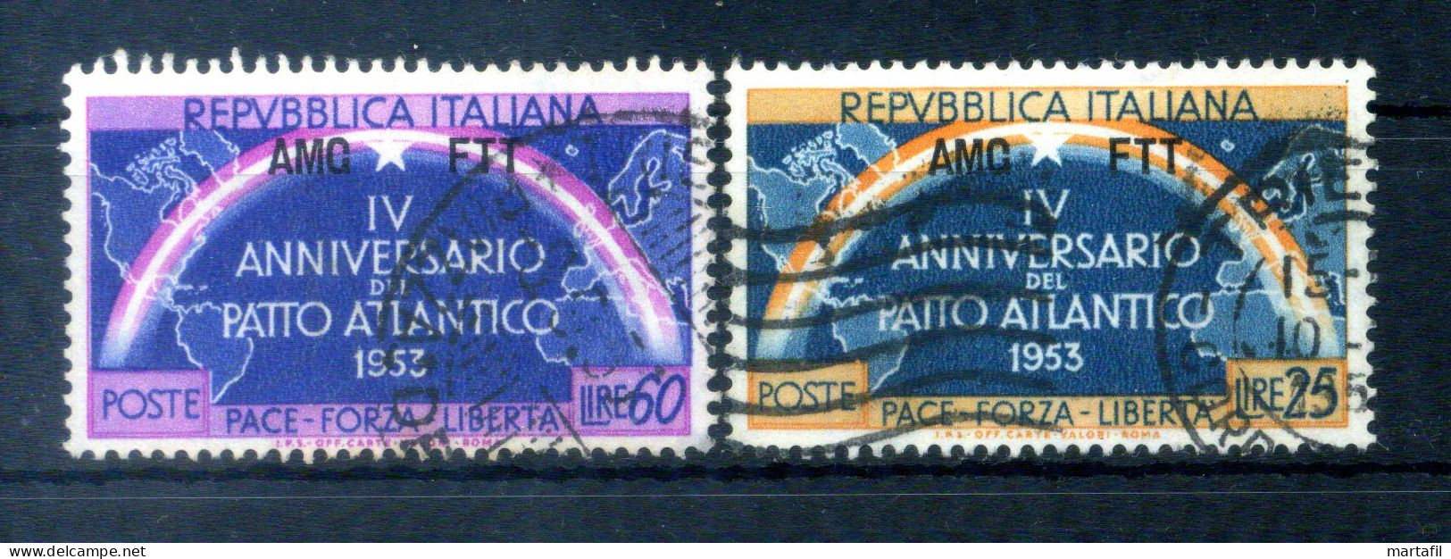 1953 Trieste Zona A S185/185 USATO, Patto Atlantico - Oblitérés