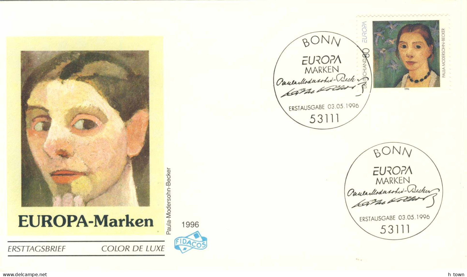 718  Europa CEPT 1996, Paula Modersohn-Becker: Env. 1er Jour D'Allemagne - Expressionism Art FDC. Europe Signature - 1996