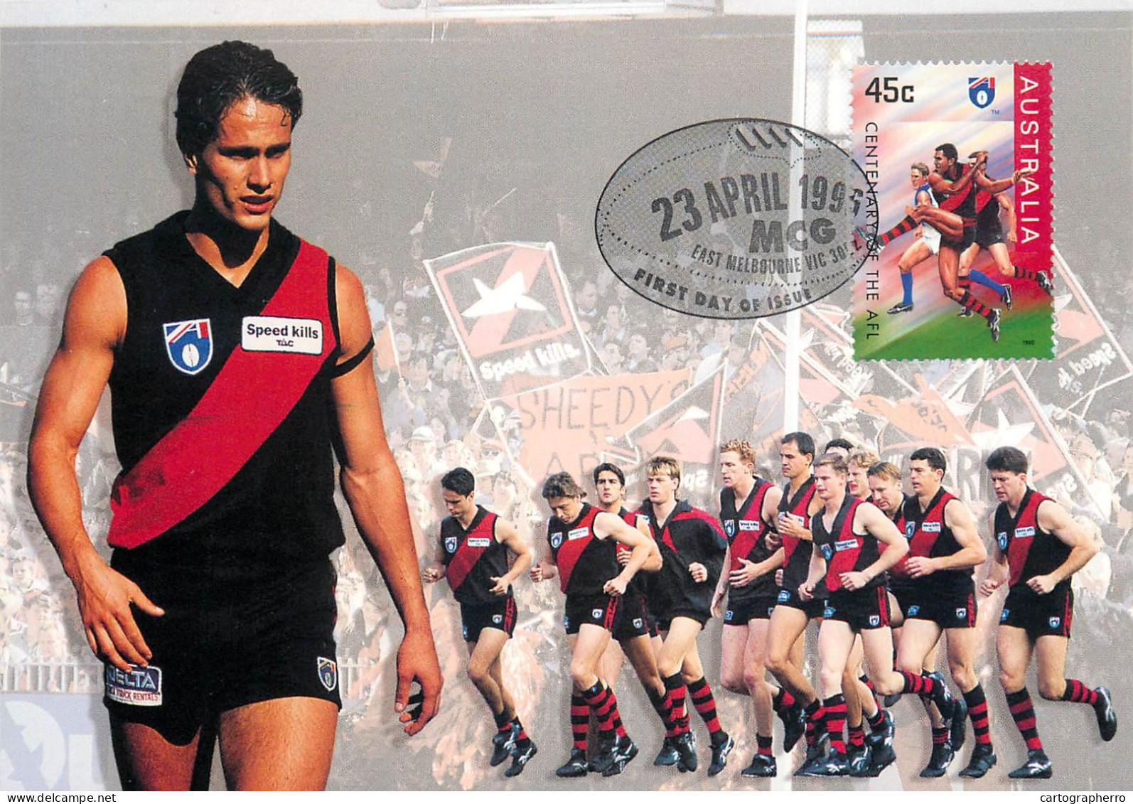 Australia Rugby Centenary Of The AFL Maxi Card Adelaide - The Bombers Essendon - Rugby