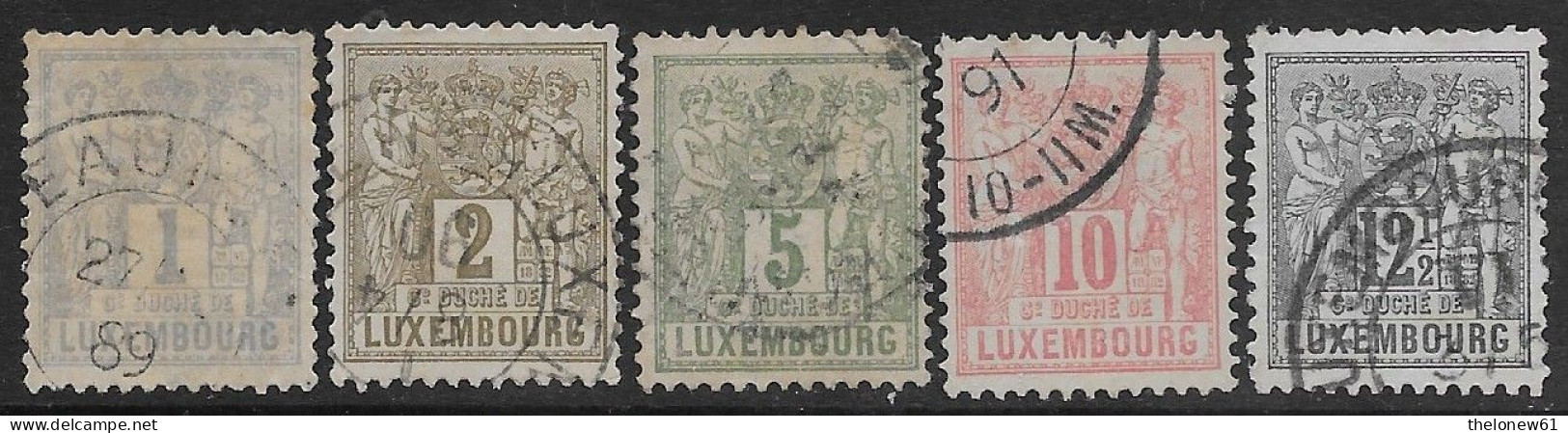 Lussemburgo Luxembourg 1882 Definitives 5val Mi N.45-46,48-50 US - 1882 Allegorie