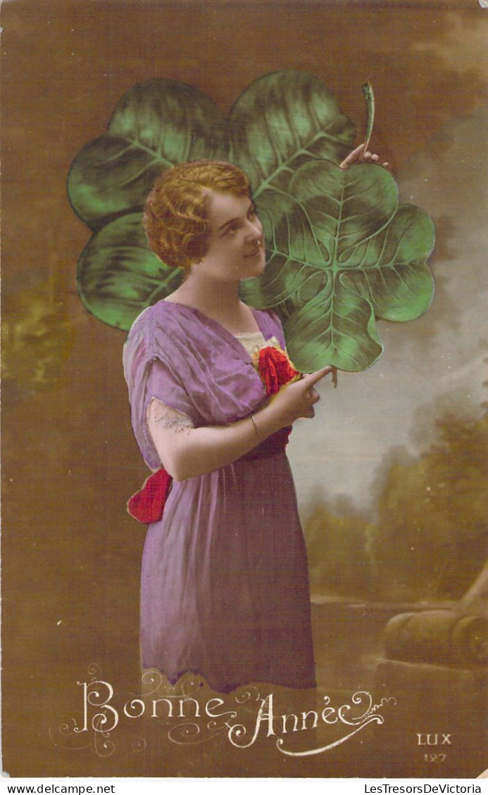 NOUVEL AN - Bonne Année - Happy New Year - Portrait Femme - Carte Postale Ancienne - Neujahr