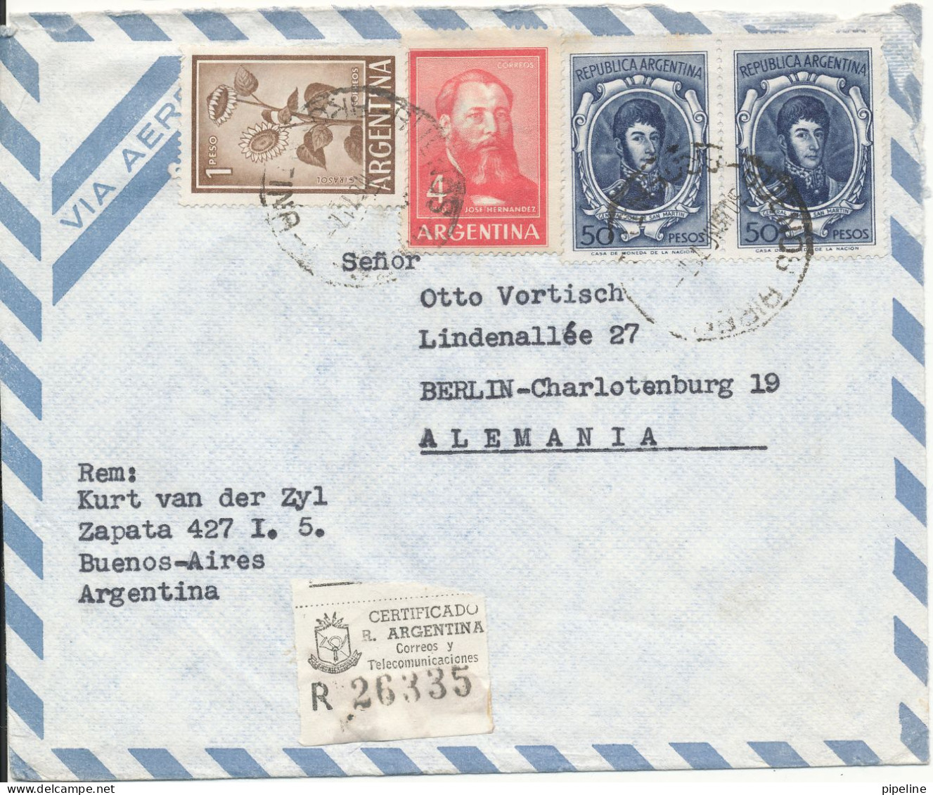Argentina Registered Air Mail Cover Sent To Germany 1967 With Topic Stamps - Luchtpost
