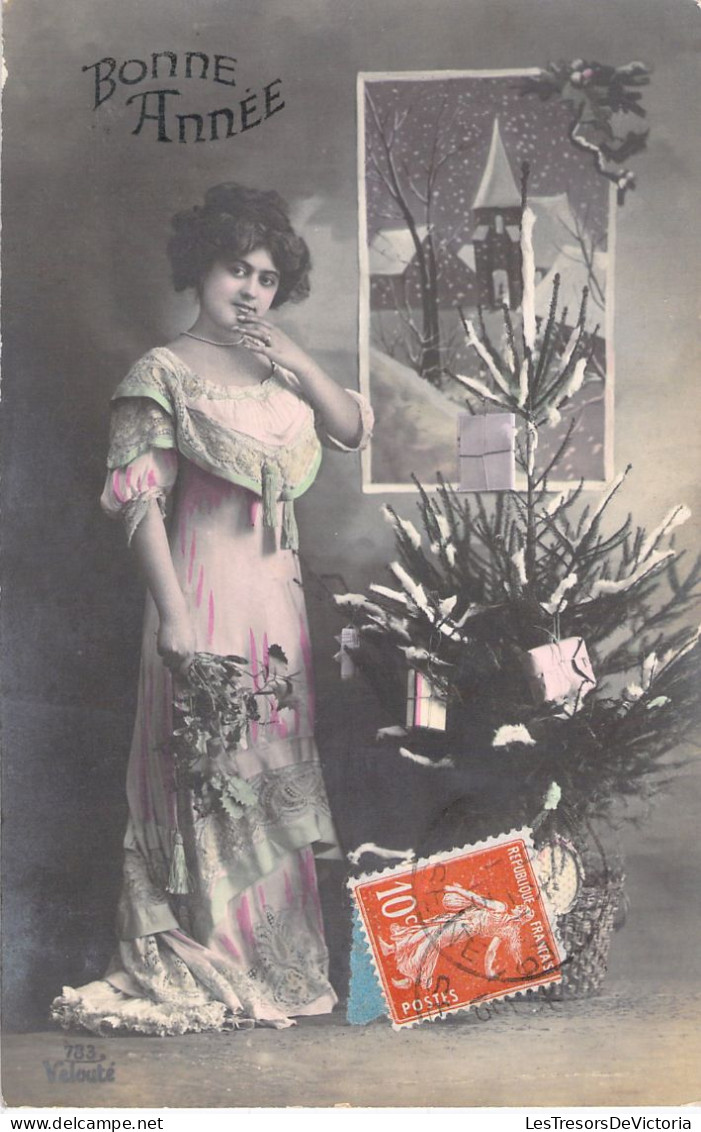 NOUVEL AN - Bonne Année - Happy New Year - Portrait Femme - Carte Postale Ancienne - Neujahr