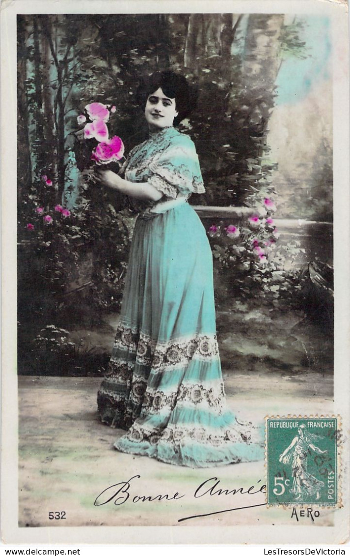 NOUVEL AN - Bonne Année - Happy New Year - Portrait Femme - Carte Postale Ancienne - Neujahr