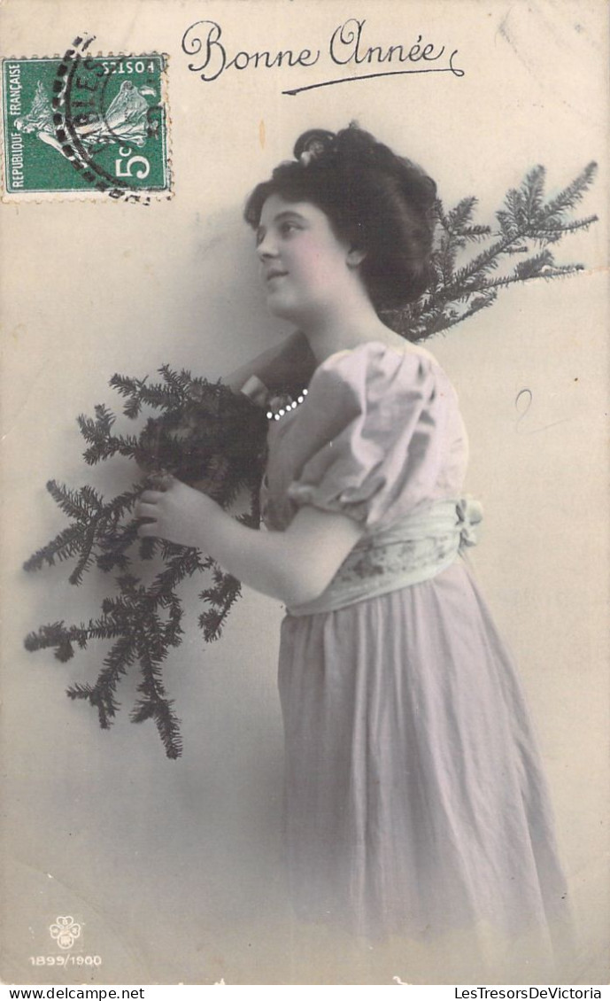 NOUVEL AN - Bonne Année - Happy New Year - Portrait Femme - Carte Postale Ancienne - Neujahr