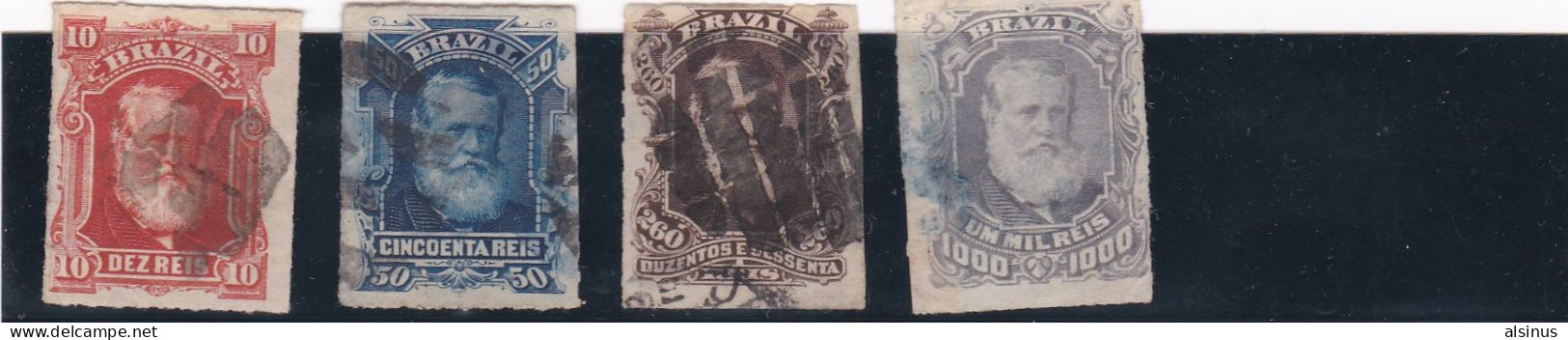 BRESIL - 1866-1879 - 9 TIMBRES OBLITERES - Used Stamps