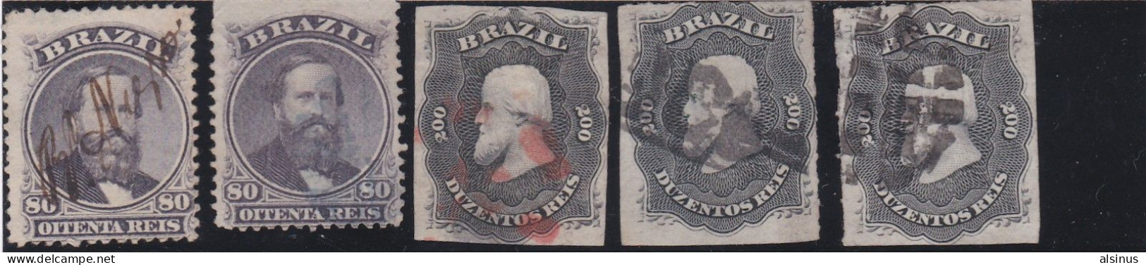 BRESIL - 1866-1879 - 9 TIMBRES OBLITERES - Usados