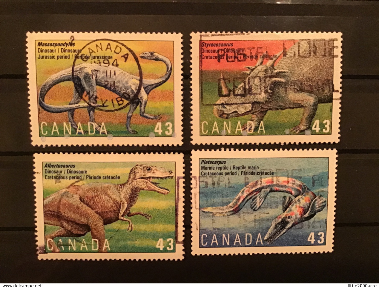 Canada 1993 Dinosaurs Used SG 1568-71 Sc 1495-8 Yv 1338-41 Mi 1389-92 - Oblitérés