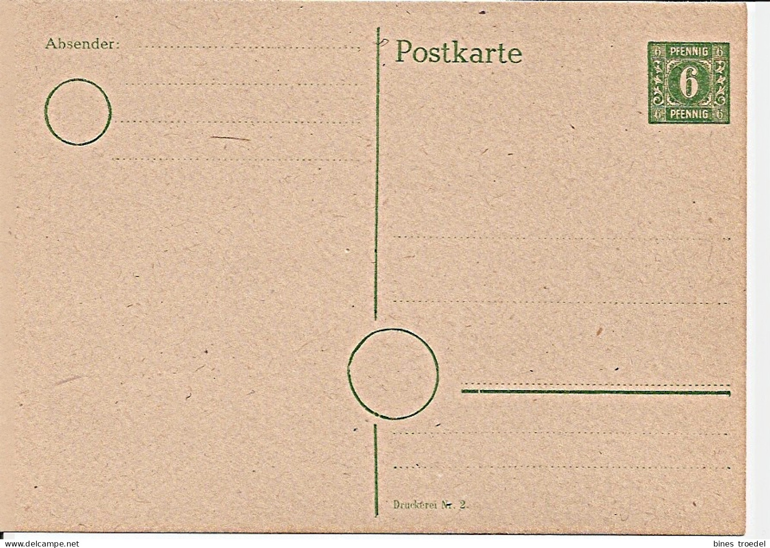 Sowjet. Zone P 5 B ** - 6 Pf Ziffer Mecklenburg-Vorpommern - Cartes Postales - Neuves