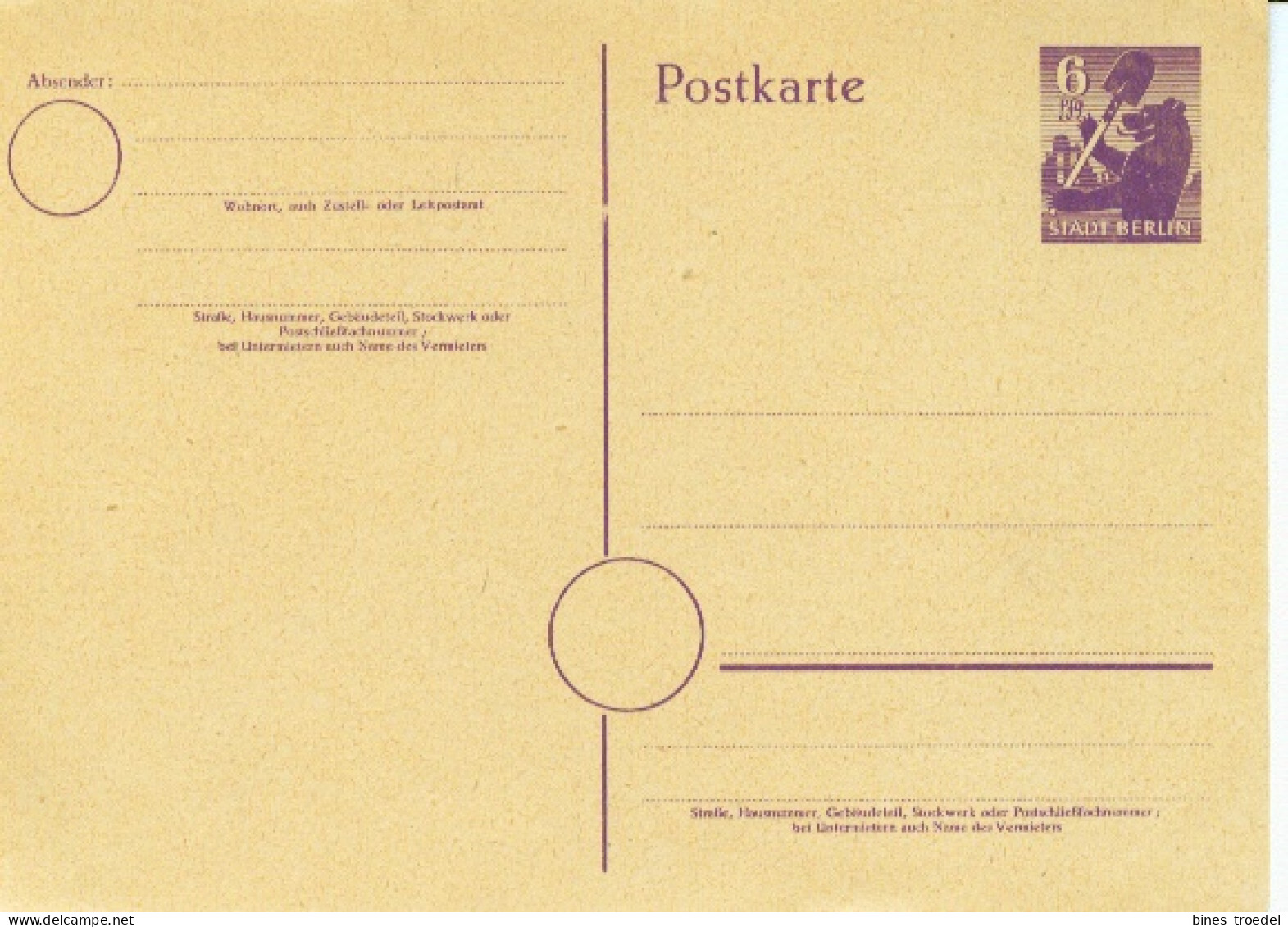 Sowjet. Zone P 4 A ** - 6 Pf Berliner Bär  - Postkaarten - Ongebruikt