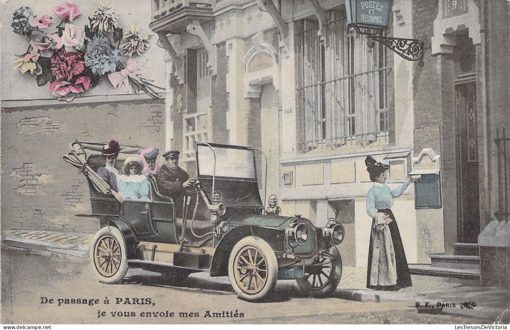 FRANCE - PARIS - De Passage A Paris Je Vous Envoie Mes Amitiés - Fantaisie - Vieille Voiture - Carte Postale Ancienne - Autres & Non Classés