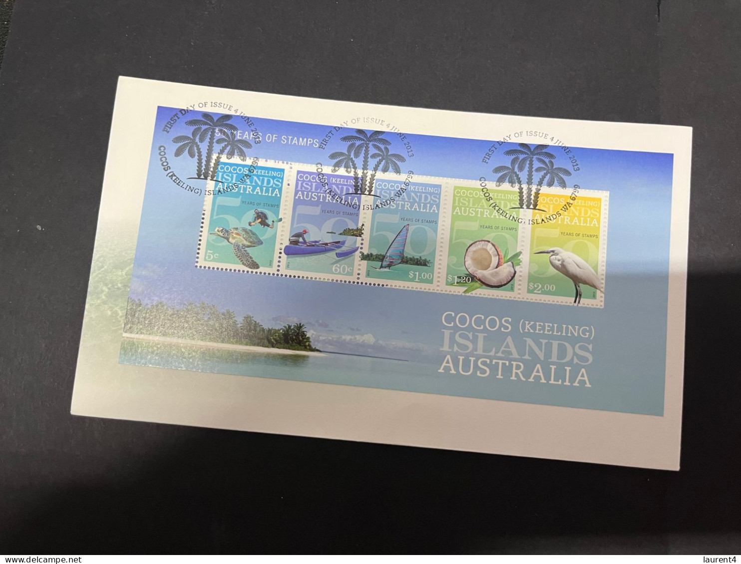 6-12-2023 (1 W 28) Australia - Cocos (Keeeling) Islands - 50 Years Of Stamps Mini-sheet FDC - Cocos (Keeling) Islands