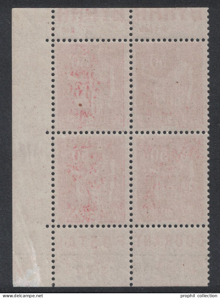 BLOC DE 4 TIMBRES NEUF **/* ISSU DE CARNET Au TYPE PAIX N° 283 Avec BANDE PUB BYRRH COURANT POSTAL + COIN DATÉ - Unused Stamps
