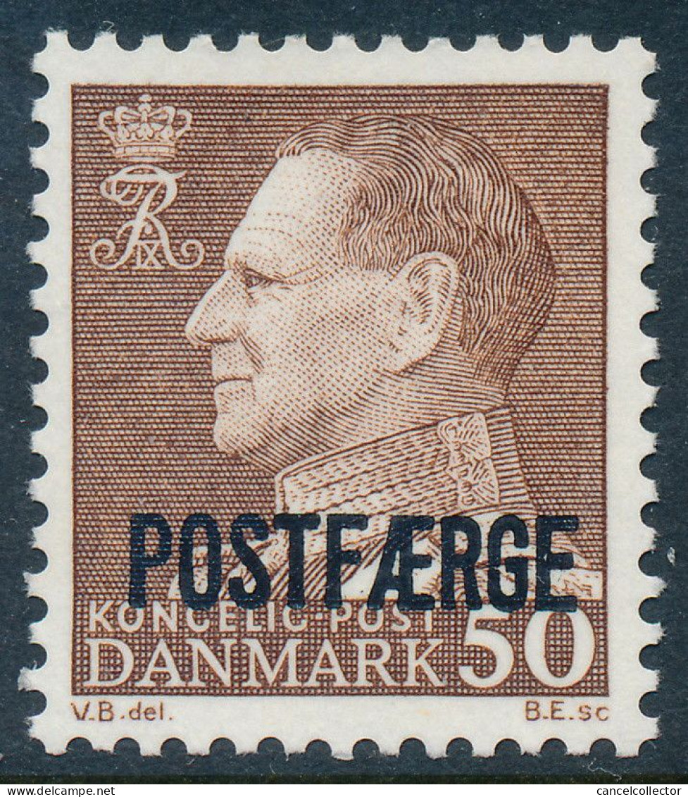 Denmark Danemark Danmark 1974: 50ø Brown Postal Ferry, F-VF Mint NH, AFA PF45 (DCDK00398) - Paketmarken