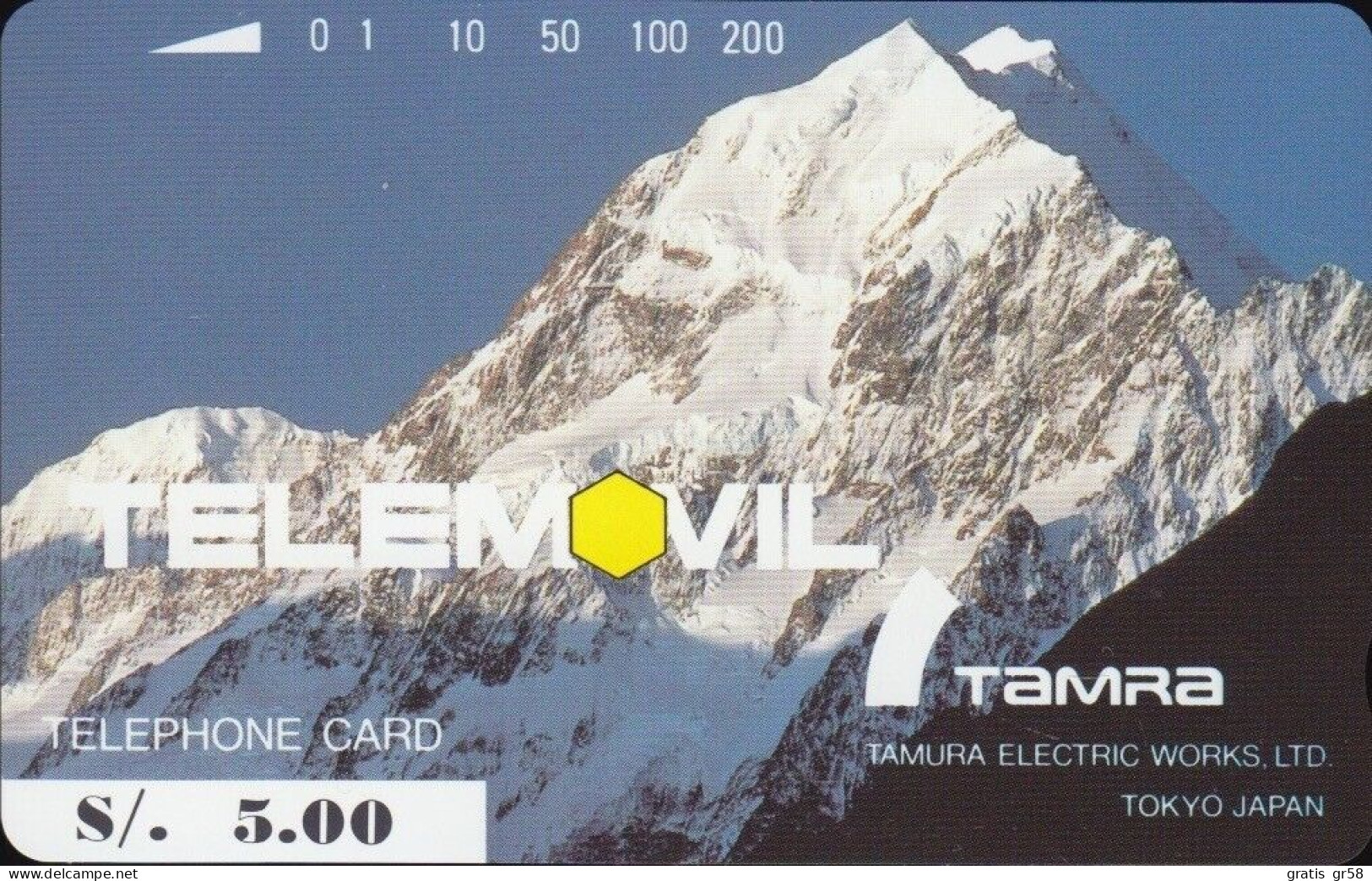 Peru - Telemovil, TAMRA, Mountain, 5 S/., 10.000ex, 1992, Mint, Unused - Peru