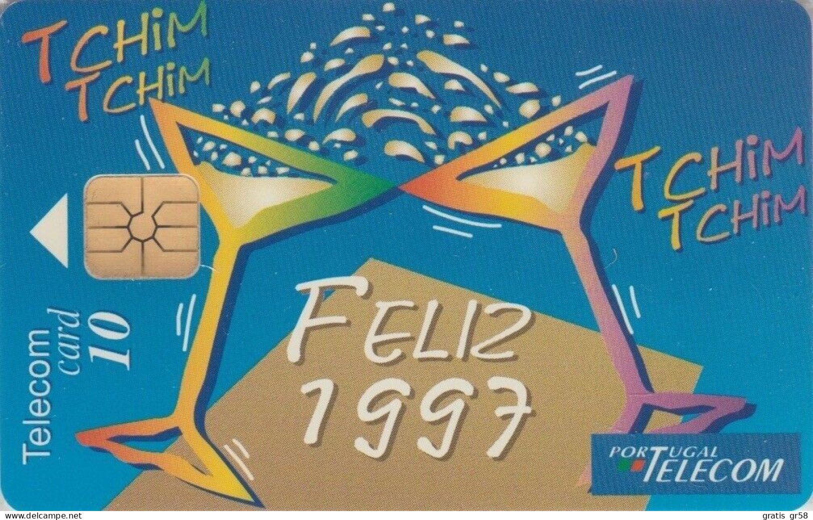 Portugal - PT109, Feliz 1997, Happy New Year, Santa, 10U, 3.000ex, 11/96, Mint, NSB - Portugal