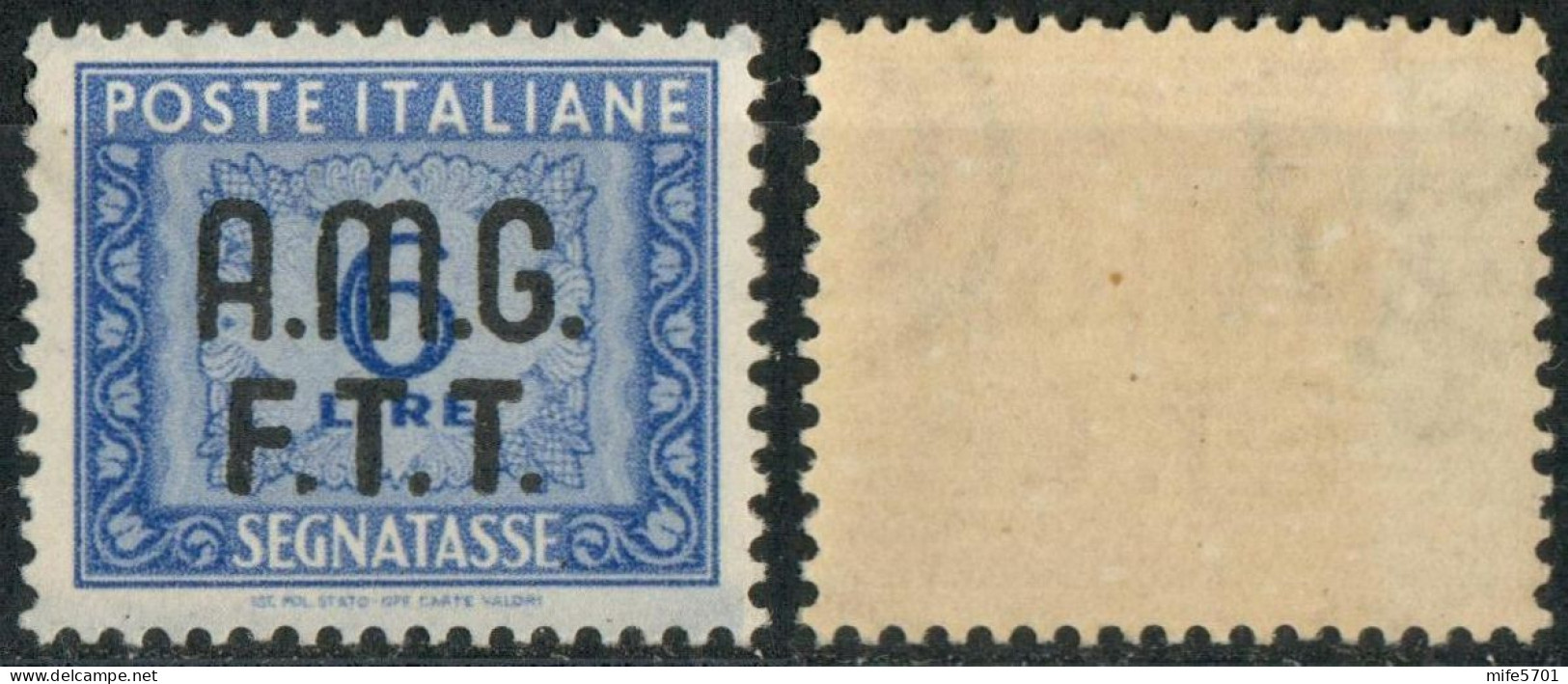 AMG-FTT 1947/49 SEGNATASSE CON SOPRASTAMPA SU DUE RIGHE L. 6 - NUOVO MNH ** - SASSONE TAX10 - Taxe