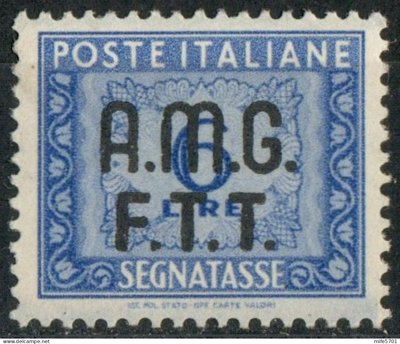 AMG-FTT 1947/49 SEGNATASSE CON SOPRASTAMPA SU DUE RIGHE L. 6 - NUOVO MNH ** - SASSONE TAX10 - Impuestos