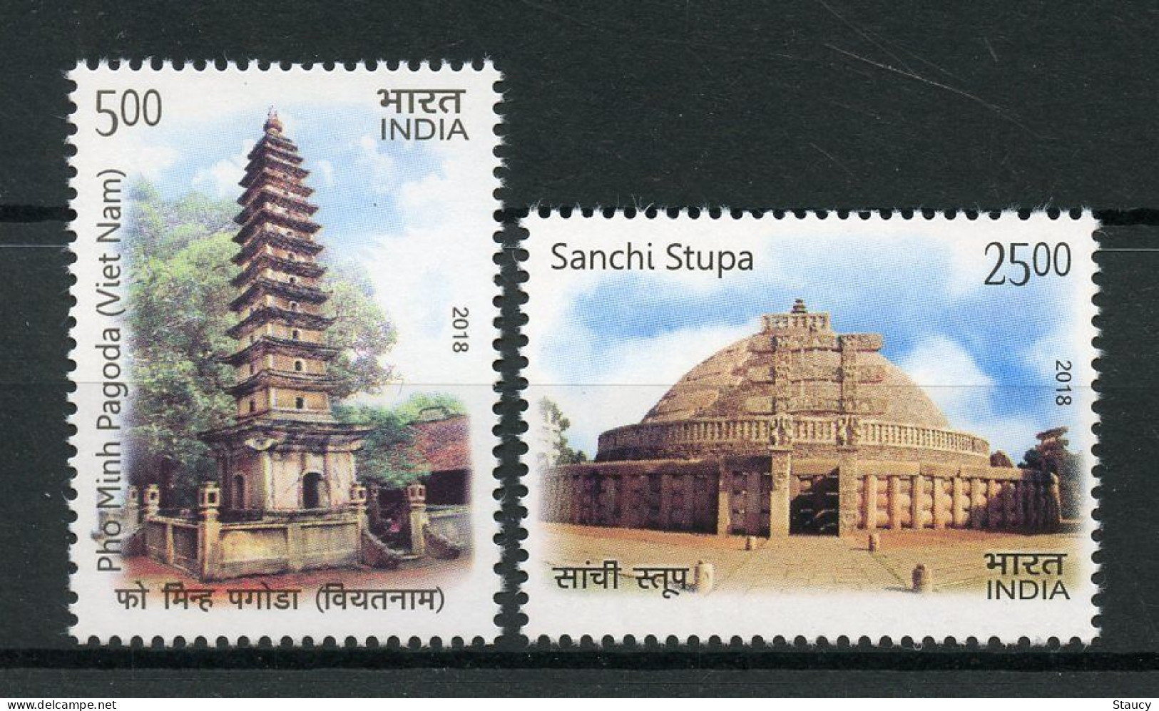 INDIA 2017 INDIA - VIETNAM / VIET NAM JOINT ISSUE 2v Set MNH As Per Scan - Abadías Y Monasterios