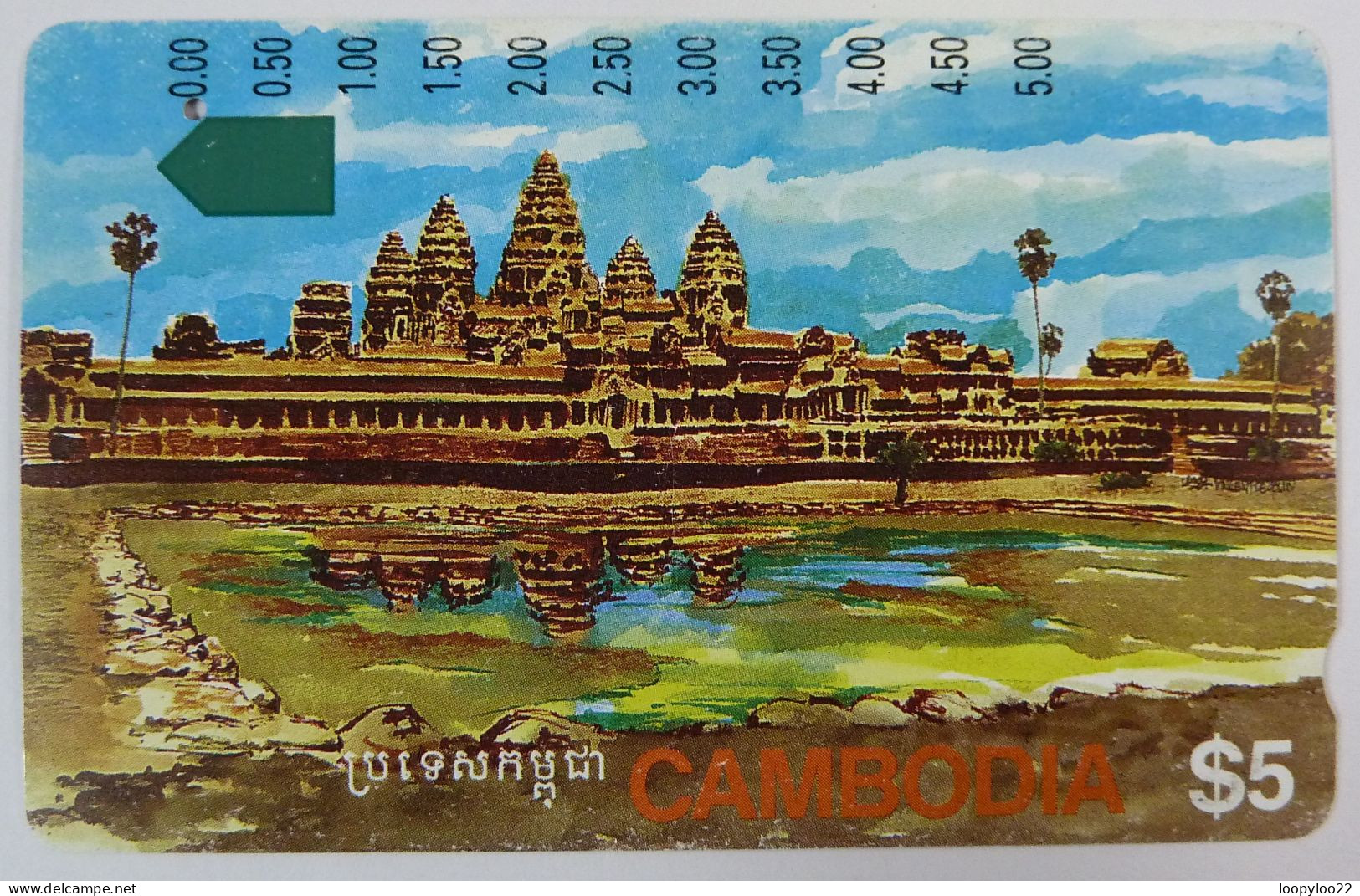 CAMBODIA - Anritsu - Telstra - ANGKOR RUINS - Smaller $5 - Used - Cambodge