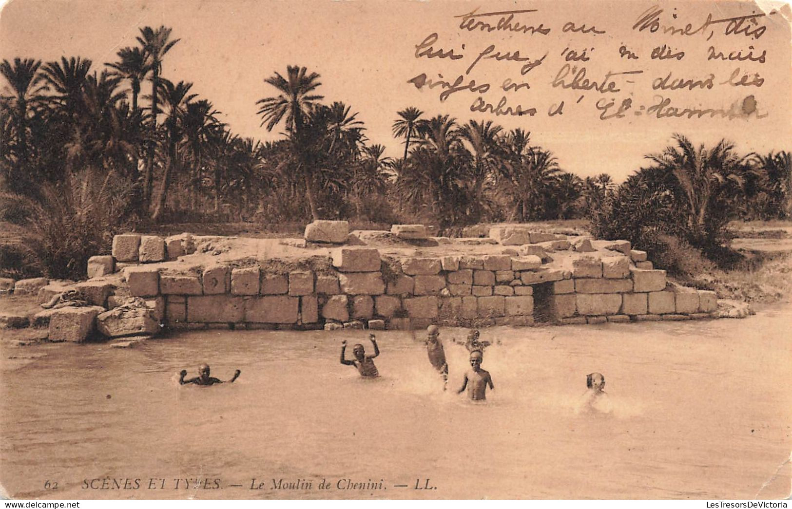 TUNISIE - Le Moulin De Chenini - Enfants Qui Nagent - Carte Postale Ancienne - Tunesien